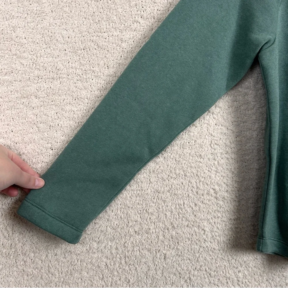 J. Crew Factory‎ Sweater Womens S Green Wide Button-Collar Pullover Sweatshirt
